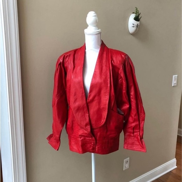 Fashiono Rockstar style RED LEATHER JACKET - Picture 1 of 5